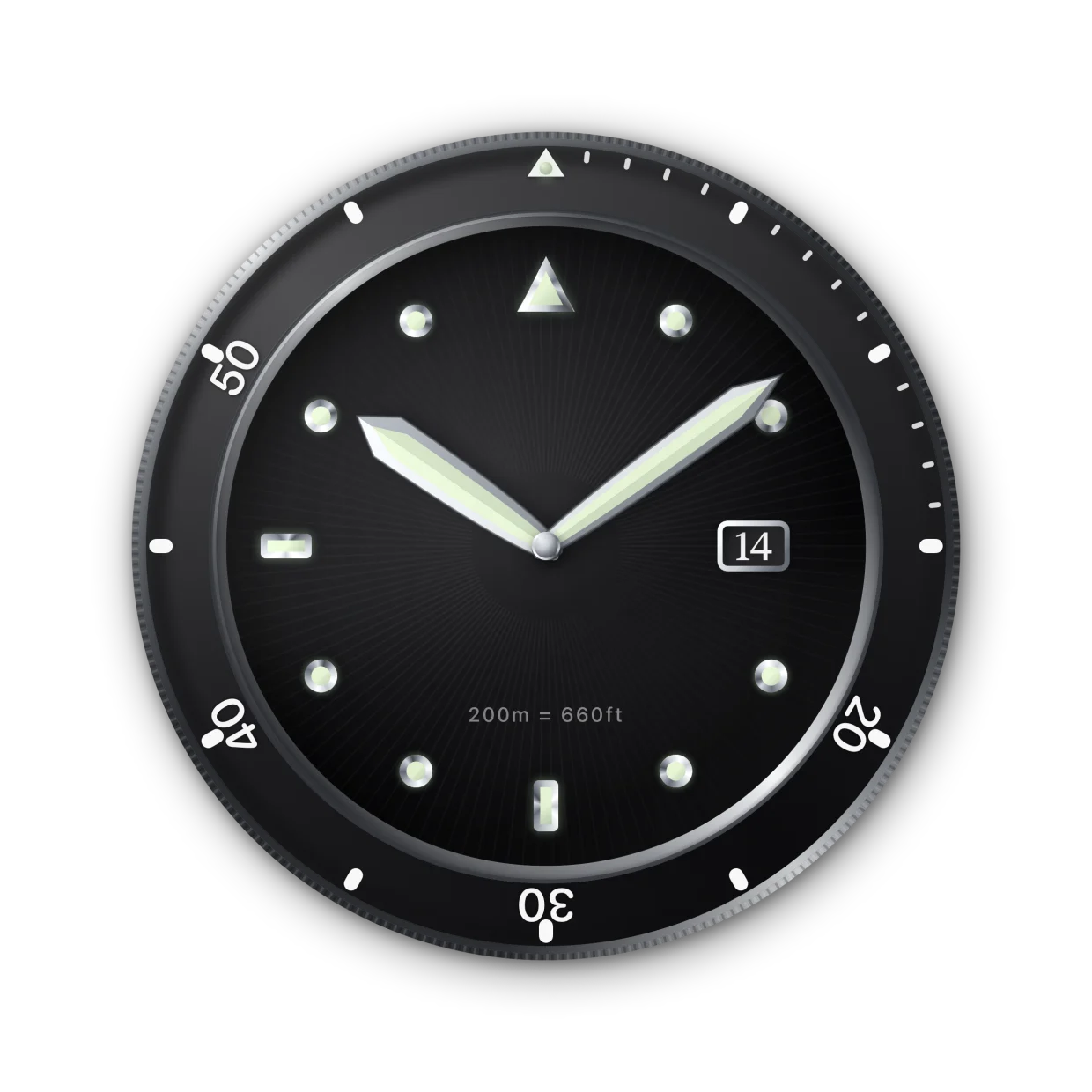 Diver collection: steel case, black dial, rotating 60-minute bezel.