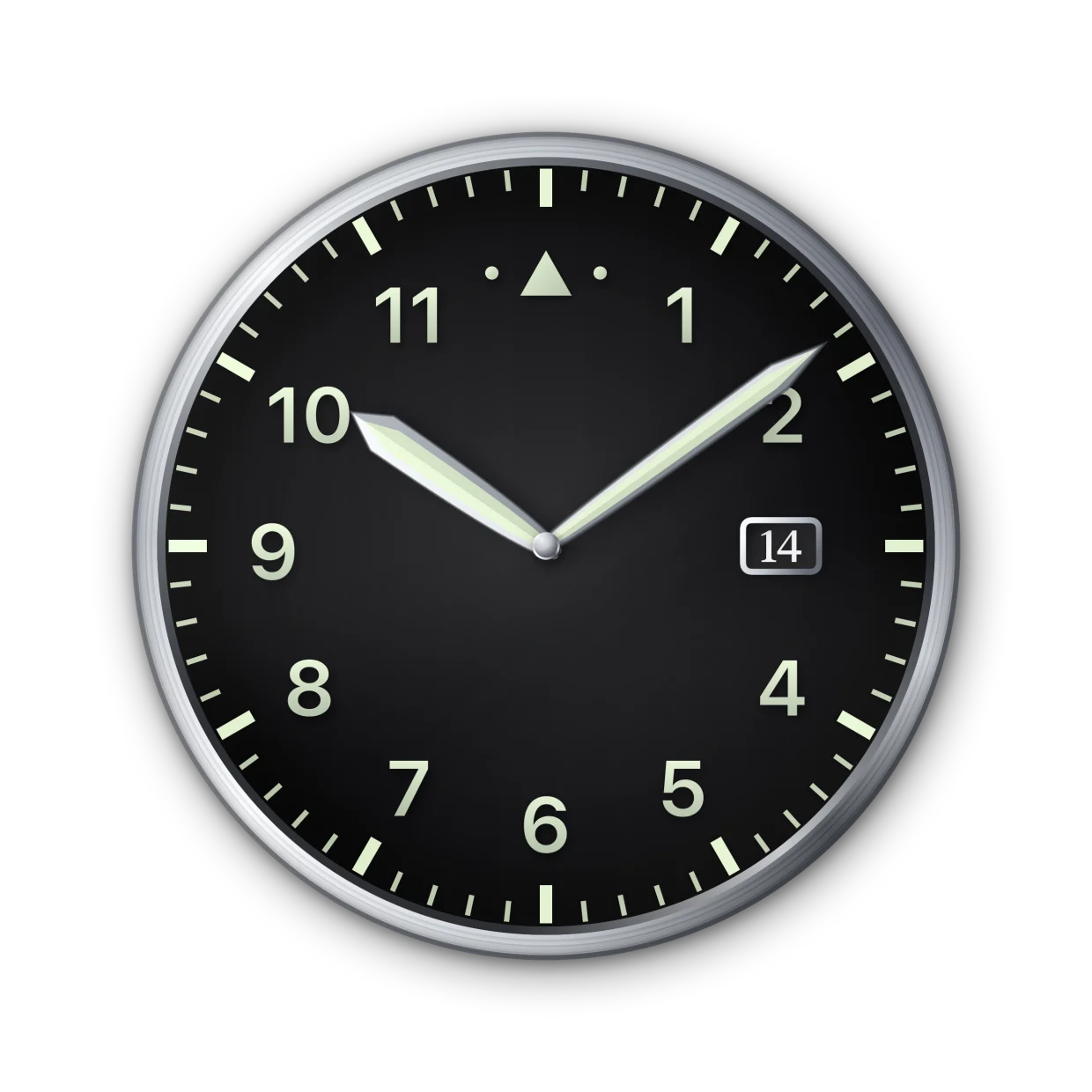 Pilot collection: thin bezel, large numerals, triangle at twelve.